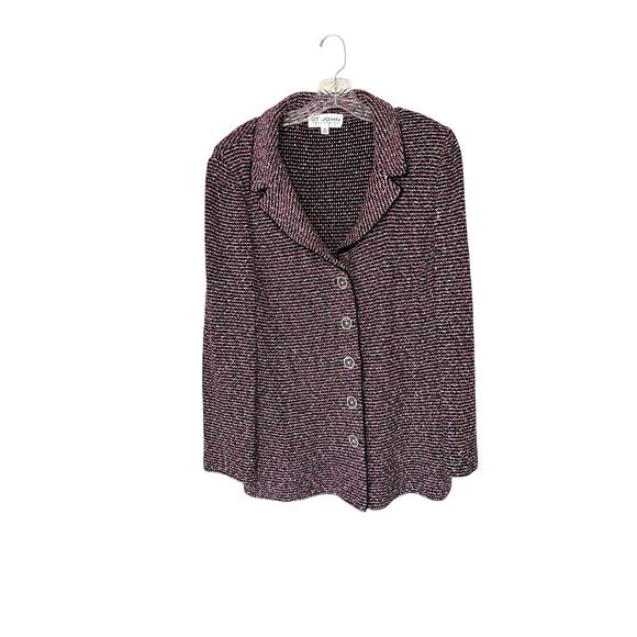 St. John Collection Plus Pink Black‎ Boucle Tweed Twee Work Career Blazer 16